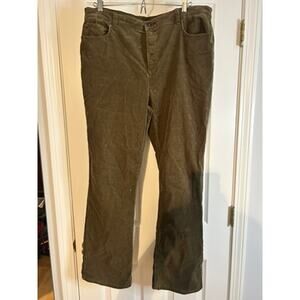 Charter Club Corduroy Pants Womens 14 Olive Green Straight Leg Stretch